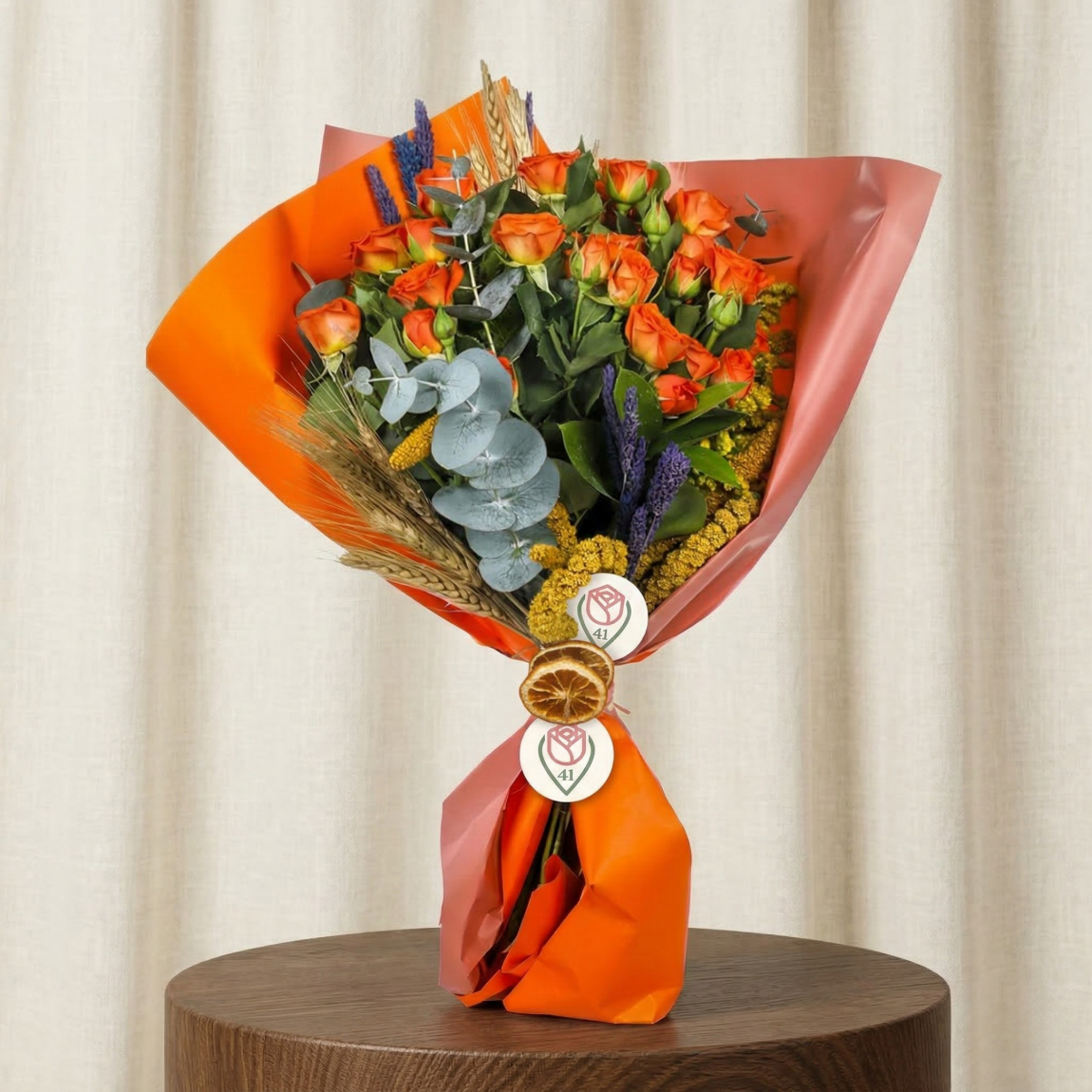 Enerji Dolu Turuncu Gül Buketi