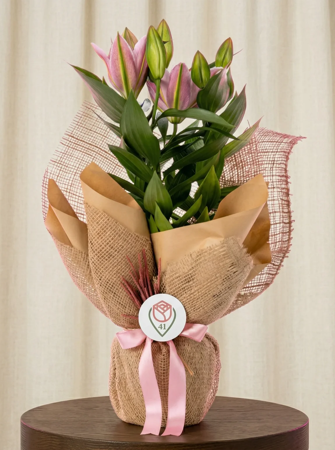 Hasır Dokulu Pembe Lilyum