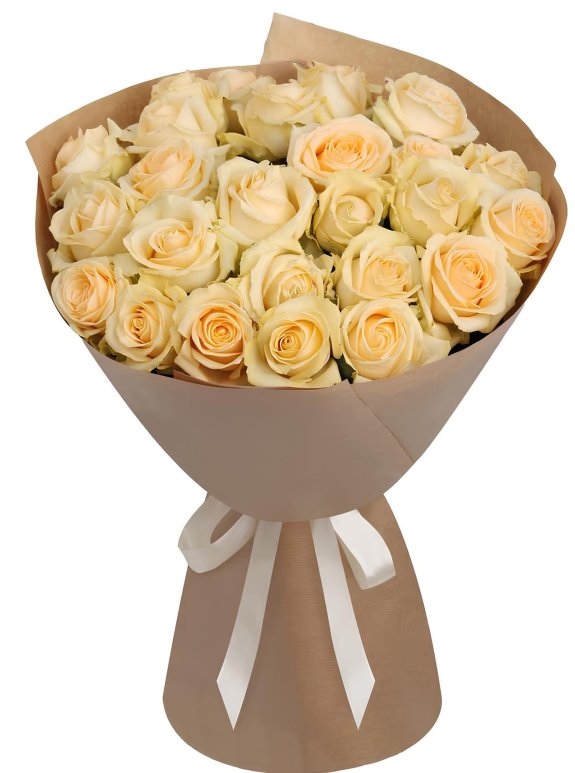 21 Adet Krem Gül Buketi