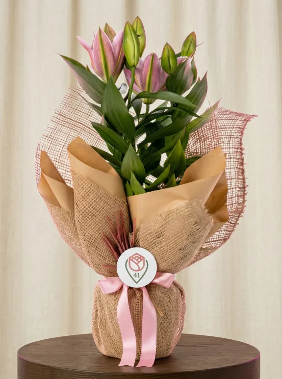 Hasır Dokulu Pembe Lilyum