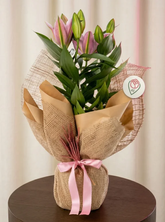 Hasır Dokulu Pembe Lilyum