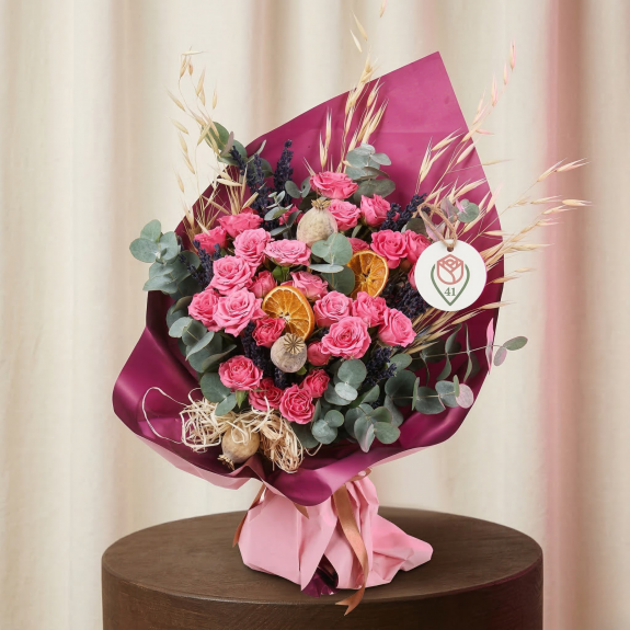 Lavanta Esintili Pembe Gül Buketi