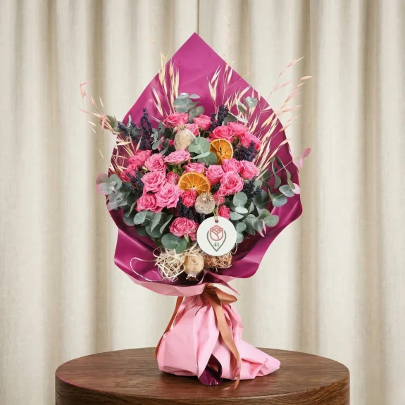 Lavanta Esintili Pembe Gül Buketi