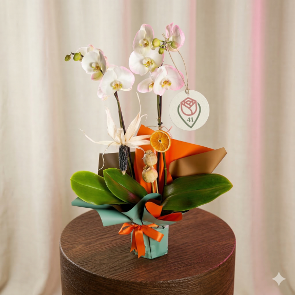 Rustik Esintili Beyaz Orkide