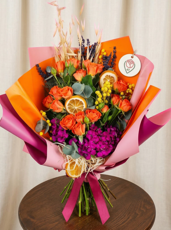 Turuncu Enerjili Sprey Gül Buketi