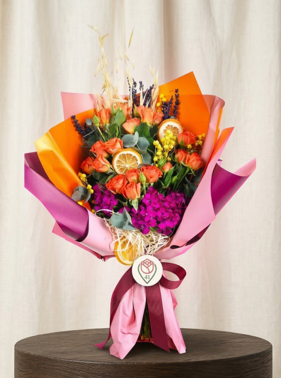 Turuncu Enerjili Sprey Gül Buketi