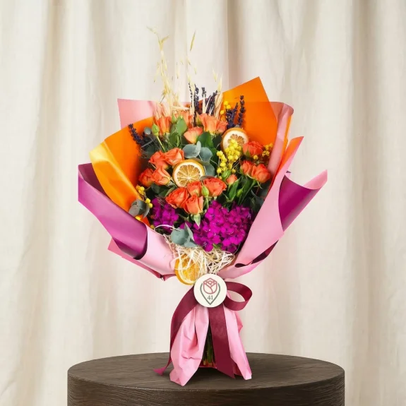 Turuncu Enerjili Sprey Gül Buketi