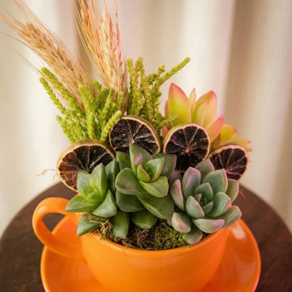 Turuncu Fincanda Sukulent