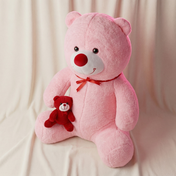 X Cm Küçük Ayıcıklı Peluş Ayıcık (Pembe)