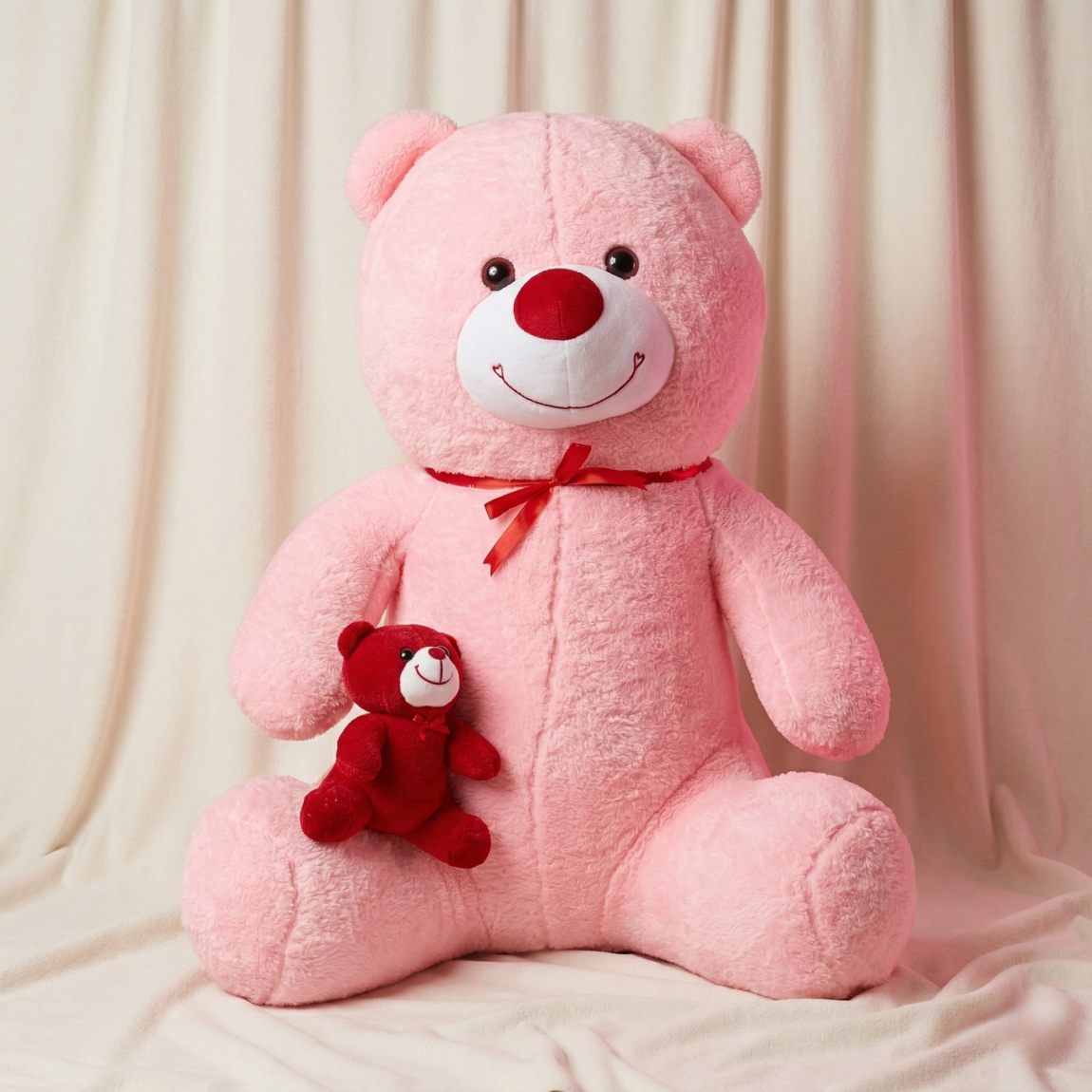 X Cm Küçük Ayıcıklı Peluş Ayıcık (Pembe)